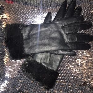 Genuine Leather Faux Fur Gloves